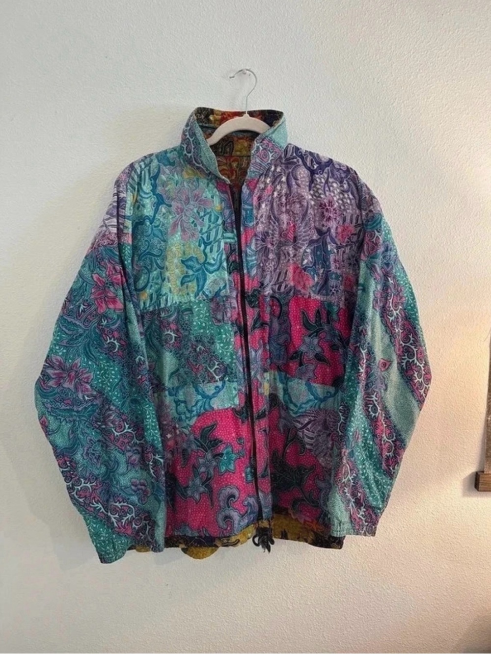 Vintage AMCO Reversible Quilted Patchwork Jacket MINT, Boho Cotton Zip Coat